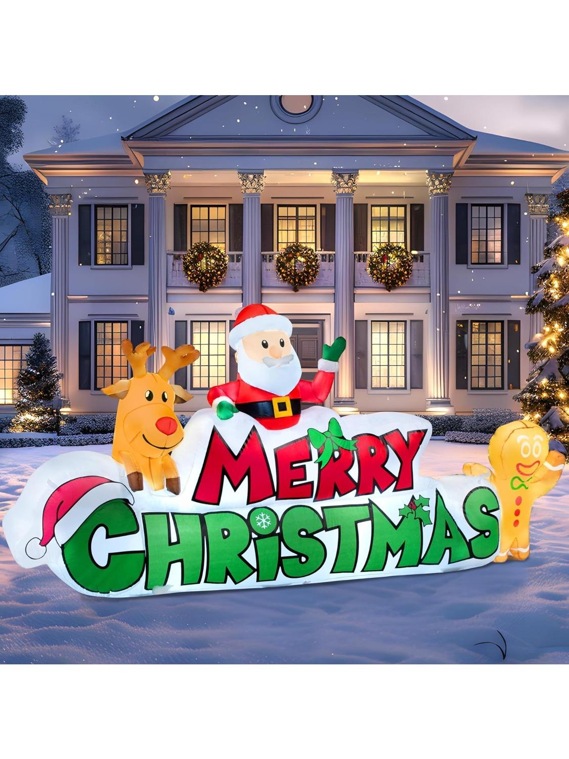 JOYFY 9.5 FT Christmas Inflatable Merry Christmas Sign with Santa Reindeer & Gingerman for Outdoor Yard Decor
JOYFY 9.5 FT Christmas Inflatable Merry Christmas Sign with Santa Reindeer & Gingerman for Outdoor Yard Decor