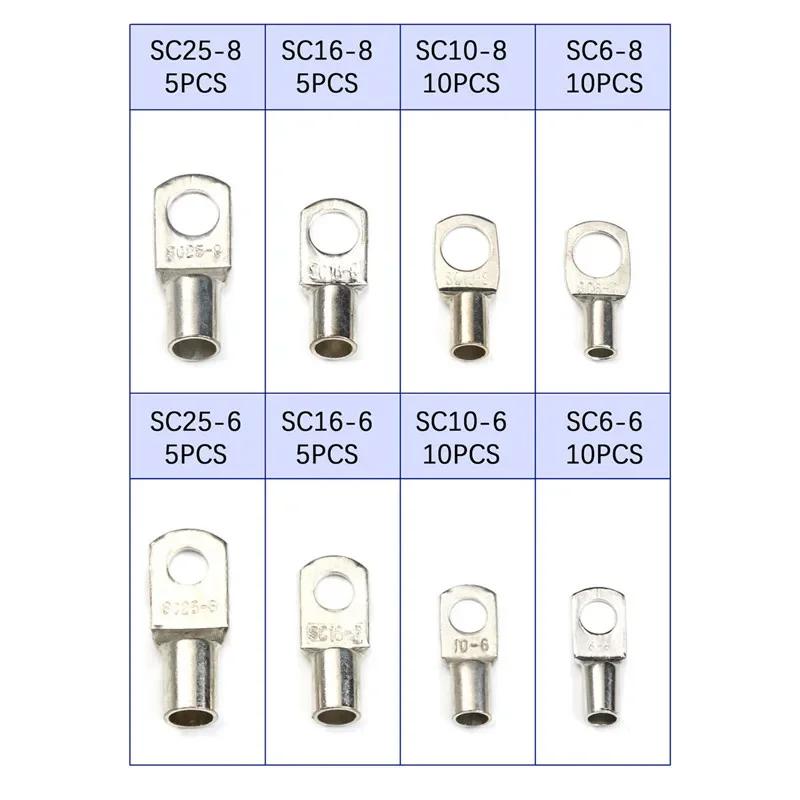 60PCS Tinned Copper SC Terminals Kit SC6-SC25 Ring Connectors for Bare Wire Crimped & Soldered Cable Connections
60PCS Tinned Copper SC Terminals Kit SC6-SC25 Ring Connectors for Bare Wire Crimped & Soldered Cable Connections