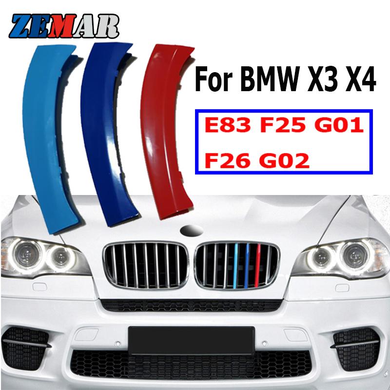 ZEMAR 3 шт. ABS для BMW X3 E83 F25 G01 X4 F26 G02, гоночная решетка, полоса, накладка, зажим M, аксессуары для производительности, 07-17
ZEMAR 3 шт. ABS для BMW X3 E83 F25 G01 X4 F26 G02, гоночная решетка, полоса, накладка, зажим M, аксессуары для производительности, 07-17
