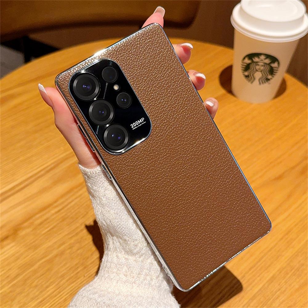For Samsung Galaxy S25 Ultra Case Electroplating Edge Litchi Texture Leather+PC Phone Cover Dark Coffee
For Samsung Galaxy S25 Ultra Case Electroplating Edge Litchi Texture Leather+PC Phone Cover Dark Coffee