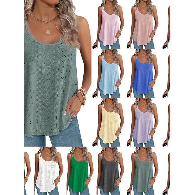Solid Color round Neck Neck Hollow Suspender Pure Color Crew Neck Hollow Camisole Bright powder L
Solid Color round Neck Neck Hollow Suspender Pure Color Crew Neck Hollow Camisole Bright powder L