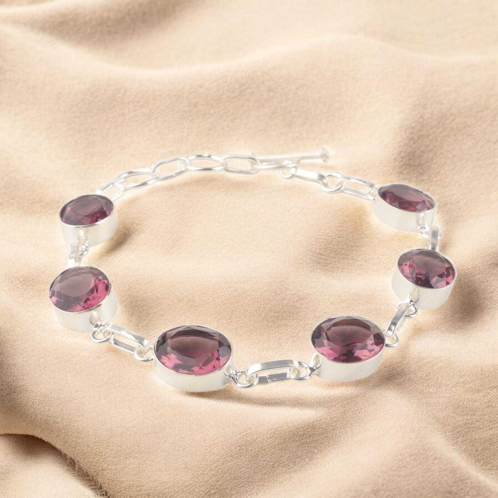 Rhodolite Gemstone 925Sterling Silver Handmade Bracelet Jewelry For Anniversary RB-5-15
Rhodolite Gemstone 925Sterling Silver Handmade Bracelet Jewelry For Anniversary RB-5-15