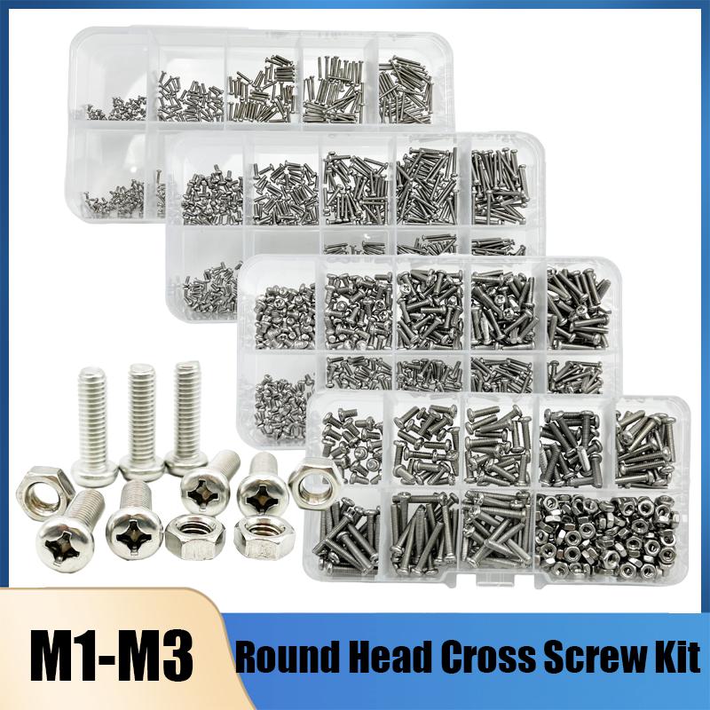 500/320pcs M1 M1.2 M1.4 M1.6 M2.5 M3 Stainless steel Cross Phillips Pan Head Screw Round Bolt Small Machine Screw Assortment Kit
500/320pcs M1 M1.2 M1.4 M1.6 M2.5 M3 Stainless steel Cross Phillips Pan Head Screw Round Bolt Small Machine Screw Assortment Kit