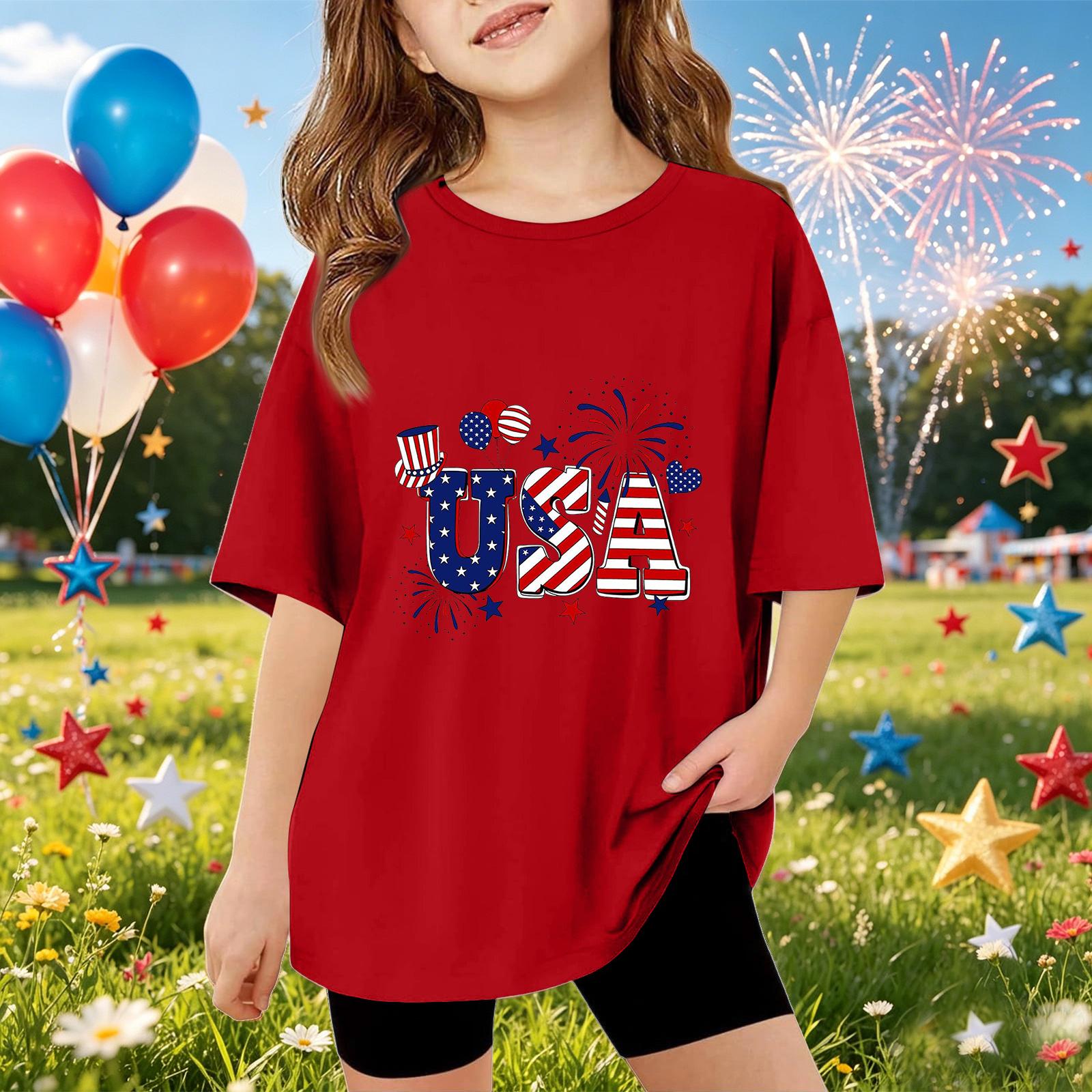 Kids Short Sleeve T-Shirt USA Print Independence Day Graphic Tee Top Casual Fit Soft Fabric Comfortable Wear for Boys and Girls 120
Kids Short Sleeve T-Shirt USA Print Independence Day Graphic Tee Top Casual Fit Soft Fabric Comfortable Wear for Boys and Girls 120