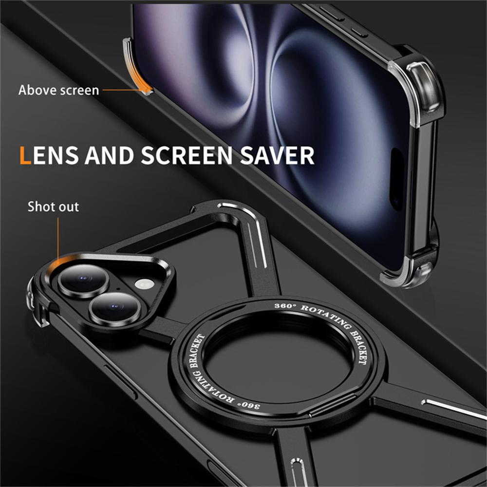 For iPhone 16 Plus Magnetic Case Rotating Kickstand Metal Bumper Phone Cover Black 
For iPhone 16 Plus Magnetic Case Rotating Kickstand Metal Bumper Phone Cover Black