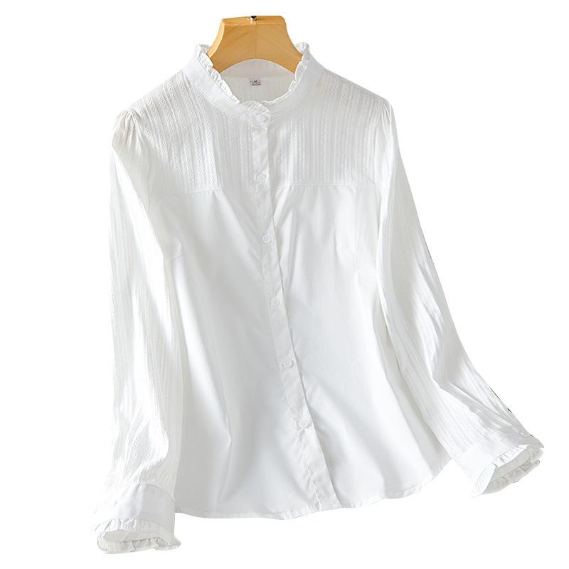 Black Fungus Collar White Shirt for Women Long-sleeved Spring Clothes New Slim Top Pure Cotton Casual Shirt M
Black Fungus Collar White Shirt for Women Long-sleeved Spring Clothes New Slim Top Pure Cotton Casual Shirt M