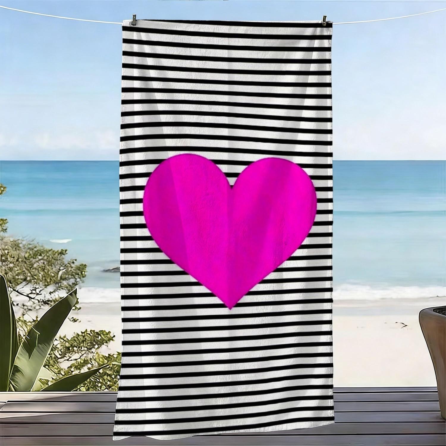 1pc Striped Heart Extra Large Beach Towel, Microfiber, Ideal for Seaside Pool Party Picnic, Perfect Valentine Summer Gift W30*H60(CM)
1pc Striped Heart Extra Large Beach Towel, Microfiber, Ideal for Seaside Pool Party Picnic, Perfect Valentine Summer Gift W30*H60(CM)