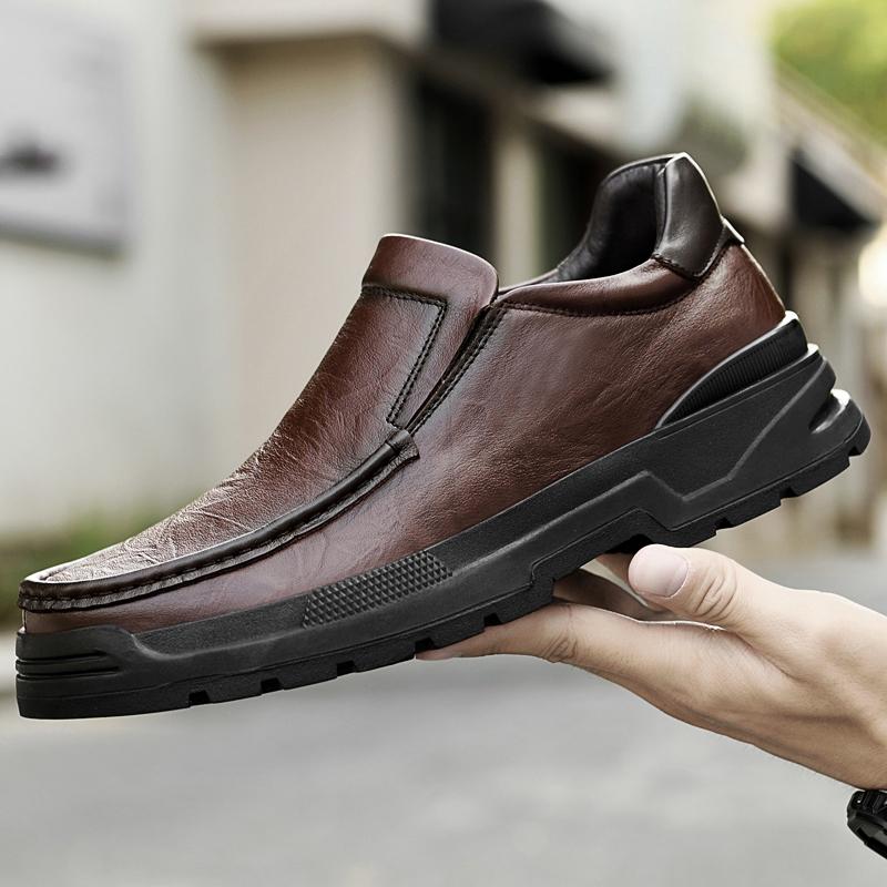FashionLuxury Brand Fashion Loafers Men Slip-on Натуральная кожа Платье Flats Деловые кожаные туфли Плоские туфли Дышащая повседневная обувь 45 коричневый
