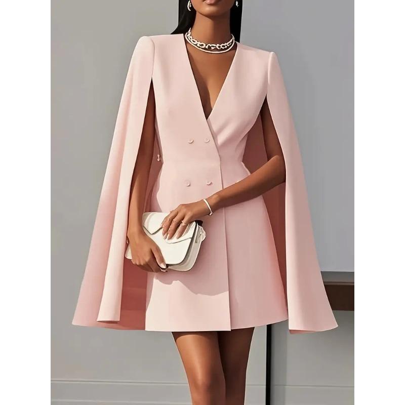 women s Cape Sleeve Double Breasted Solid Blazer Dress Elegant Commuter Mini Dress Formal Party Tunic Dress 2XL рожевий
women s Cape Sleeve Double Breasted Solid Blazer Dress Elegant Commuter Mini Dress Formal Party Tunic Dress 2XL рожевий