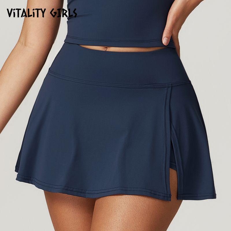 Vitality Girls Tennis Sports Skirt with Bottoming Slimming Elastic Cloud Feeling Brushed Slit A- line Skirt Deep sea blue S
Vitality Girls Tennis Sports Skirt with Bottoming Slimming Elastic Cloud Feeling Brushed Slit A- line Skirt Deep sea blue S