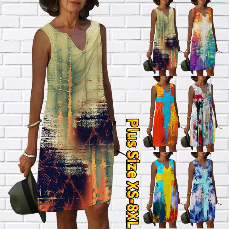 Женское платье с V-образным вырезом, летнее платье с волнистыми пятнами и принтом, повседневные модные свободные платья без рукавов, большие размеры XS-8XL
Женское платье с V-образным вырезом, летнее платье с волнистыми пятнами и принтом, повседневные модные свободные платья без рукавов, большие размеры XS-8XL