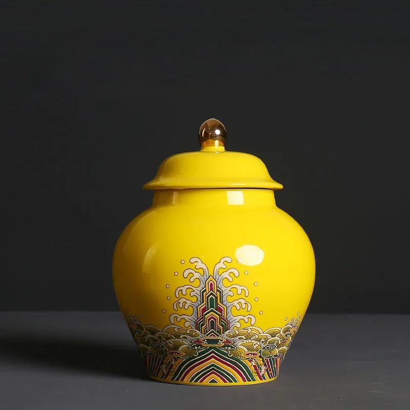 Chinese Palace Ceramic Tea Caddy Blue and White Porcelain Living Room Furnishings Classic Vintage Home Decor Crafts Storage Jar 10CM X 12CM жовтий
Chinese Palace Ceramic Tea Caddy Blue and White Porcelain Living Room Furnishings Classic Vintage Home Decor Crafts Storage Jar 10CM X 12CM жовтий