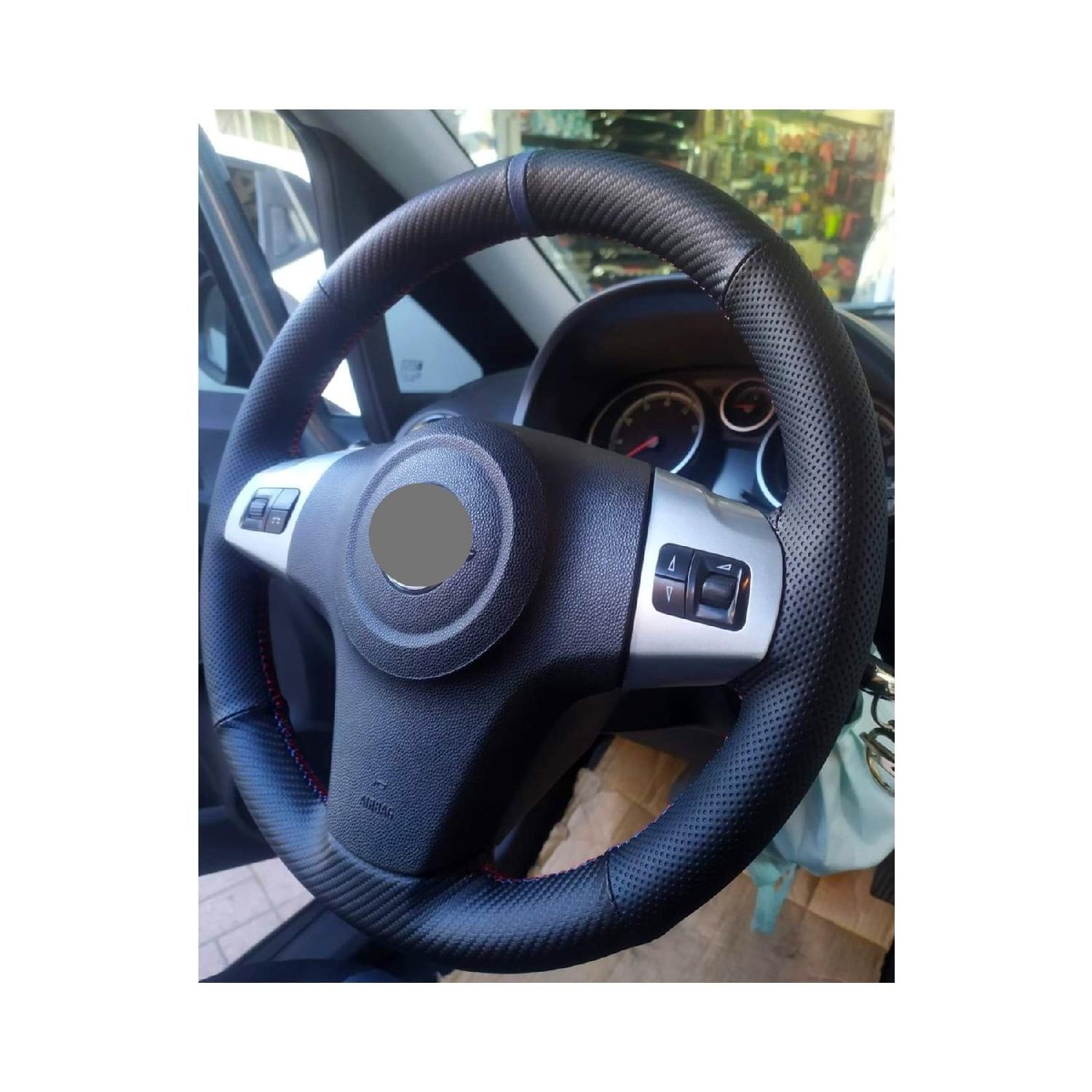 Opel Corsa Steering Wheel Cover With Dotted Alkantra Blue Ring 
Opel Corsa Steering Wheel Cover With Dotted Alkantra Blue Ring