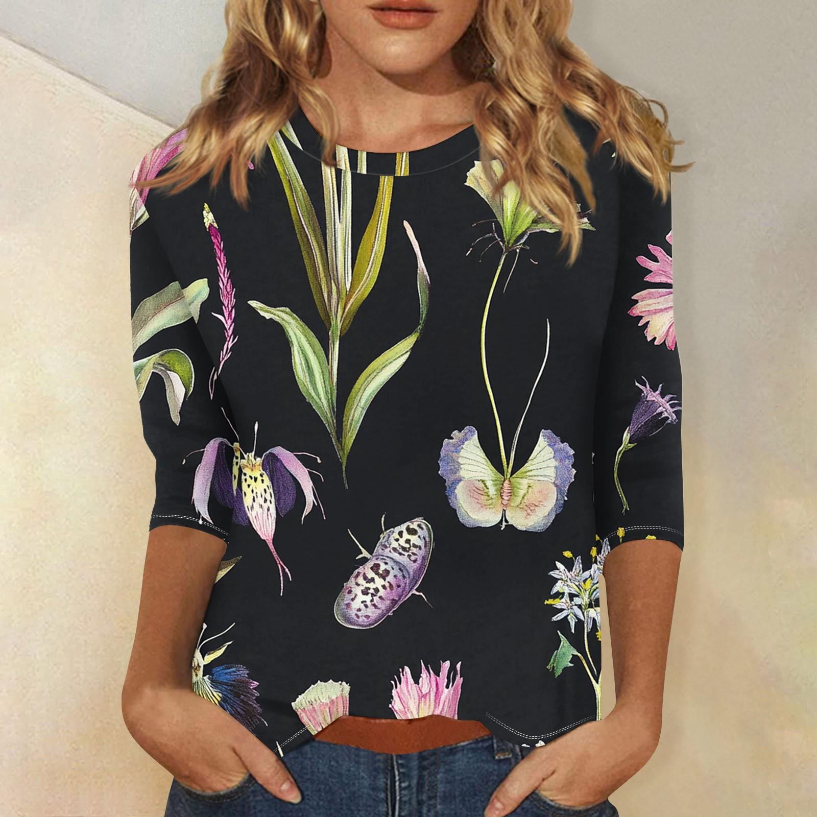 Женская мода повседневный топ с рукавом три четверти с цветочным принтом и круглым вырезом L чёрный
Женская мода повседневный топ с рукавом три четверти с цветочным принтом и круглым вырезом L чёрный