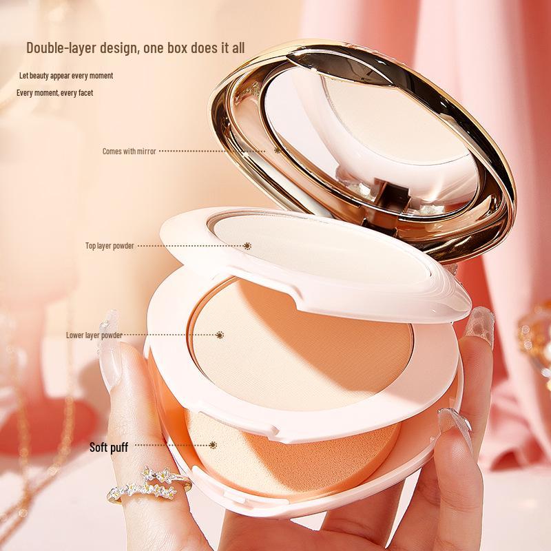 Dual-layer Setting Powder Compact: Waterproof, Sweatproof, Long-lasting, Oil Control, Non-caking, Transfer-proof, Wet/Dry Use
Dual-layer Setting Powder Compact: Waterproof, Sweatproof, Long-lasting, Oil Control, Non-caking, Transfer-proof, Wet/Dry Use