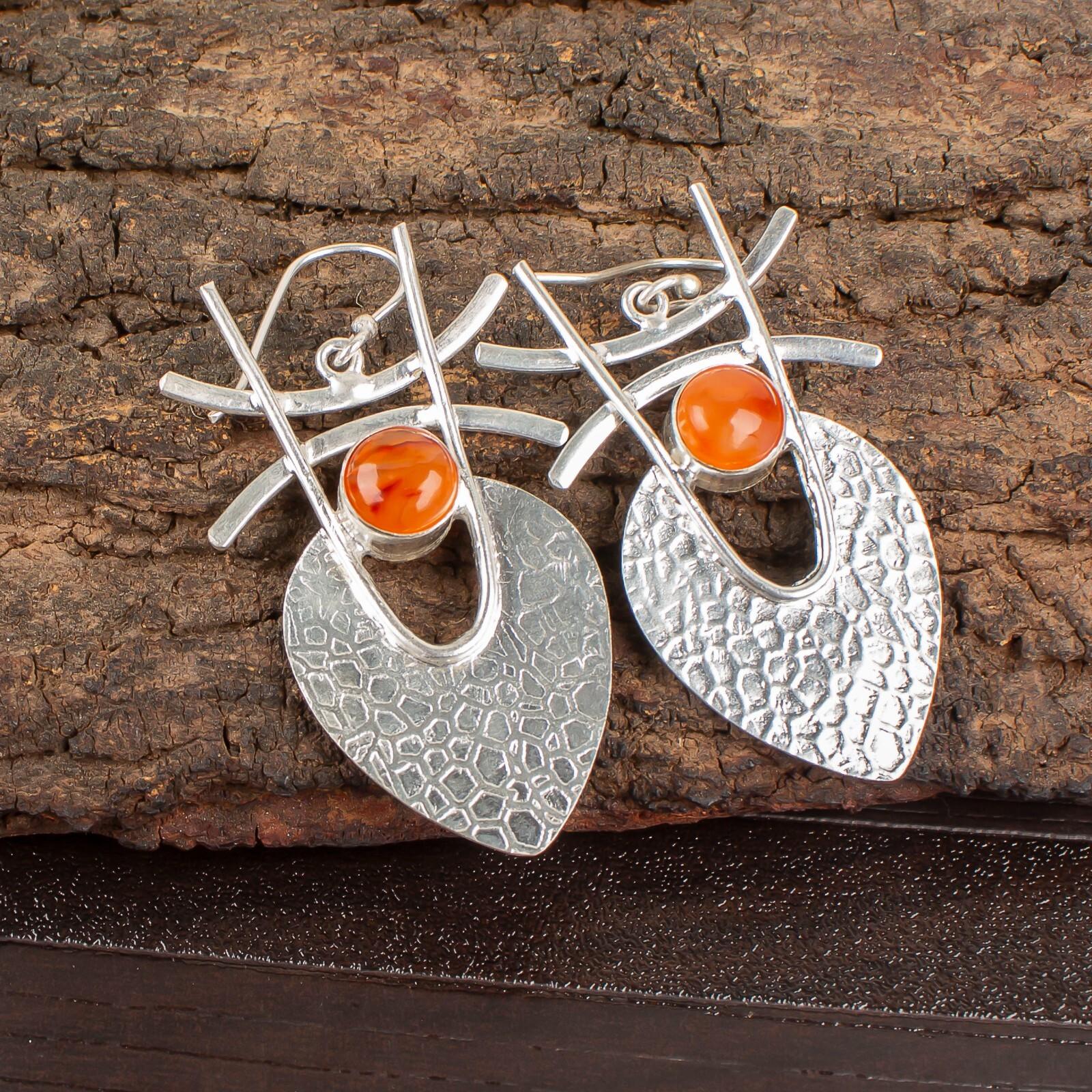 Carnelian Gemstone 925 Sterling Silver Jewelry Handcrafted Dangle Earrings 1.78 EE-64-30
Carnelian Gemstone 925 Sterling Silver Jewelry Handcrafted Dangle Earrings 1.78 EE-64-30