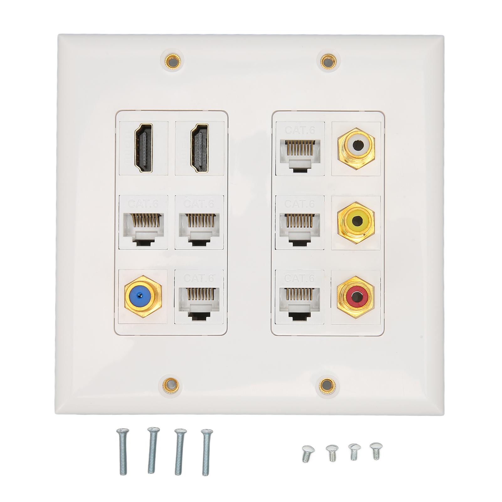 Ethernet Wall Plate HD Multimedia Interface CAT6 TV F Head RCA Coax Ethernet Wallplate for Home
Ethernet Wall Plate HD Multimedia Interface CAT6 TV F Head RCA Coax Ethernet Wallplate for Home