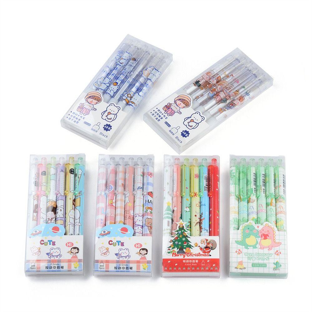 Supplies 6Pcs/set Kawaii 0.5mm Student Press Pen Gel Ink Pen Gel Pen Signature Pen Neutral Pen
Supplies 6Pcs/set Kawaii 0.5mm Student Press Pen Gel Ink Pen Gel Pen Signature Pen Neutral Pen