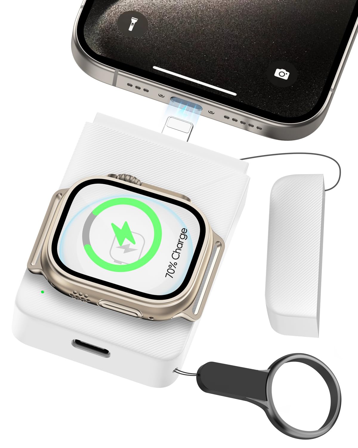 Kuulaa Портативное зарядное устройство для Apple Watch PowerBank со встроенным кабелем 1500 мАч Зарядное устройство для iWatch и iPhone с магнитной батареей и брелоком белый
Kuulaa Портативное зарядное устройство для Apple Watch PowerBank со встроенным кабелем 1500 мАч Зарядное устройство для iWatch и iPhone с магнитной батареей и брелоком белый