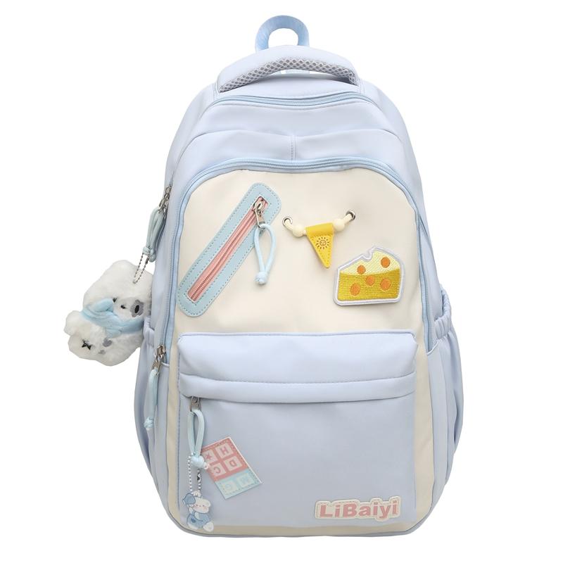 Студенческий мультяшный школьный рюкзак большой емкости контрастный женский дорожный рюкзак синий