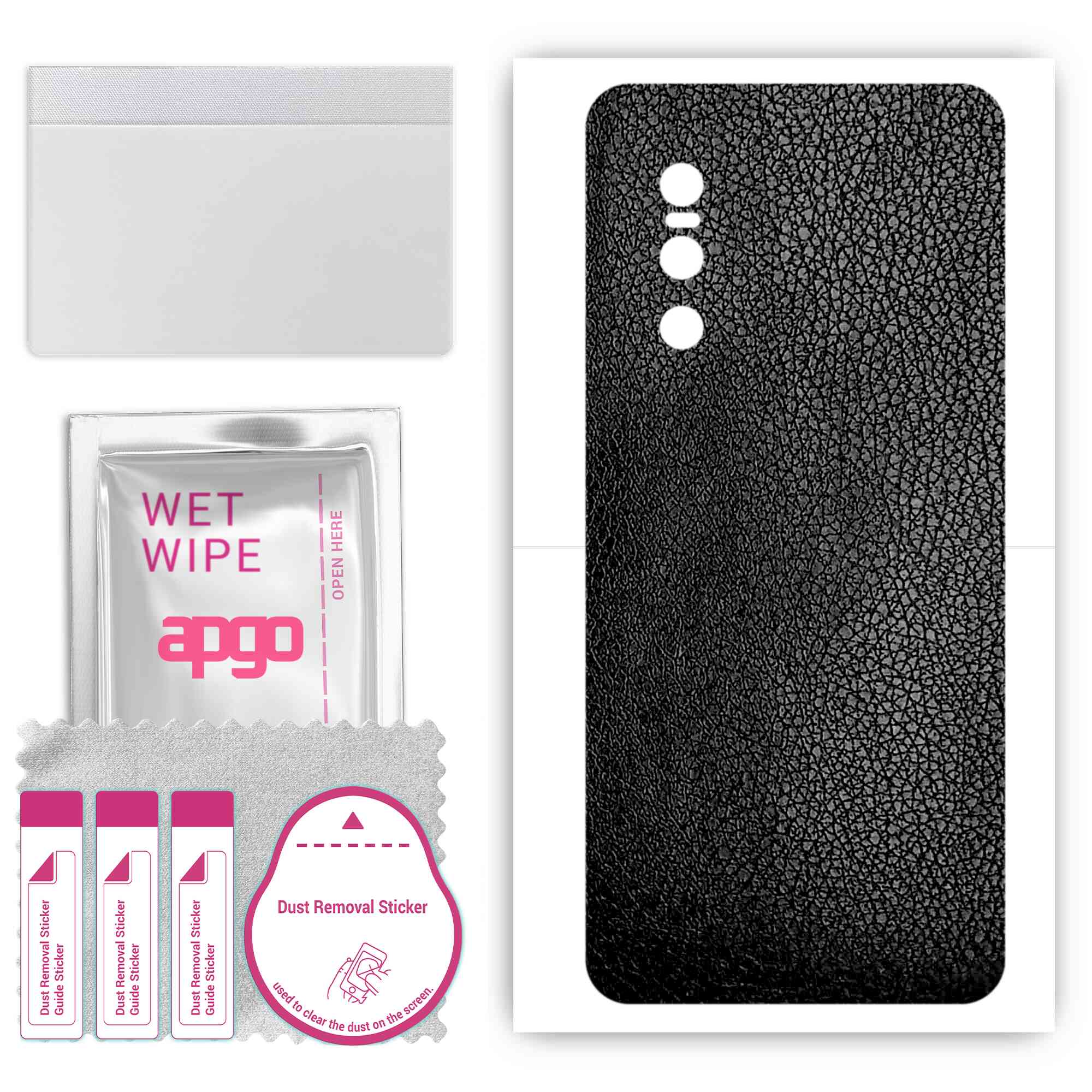 apgo Protective Skin Sticker for the back compatible with vivo X27, Wrap Film, Foil, Vinyl - Pattern Black Leather
apgo Protective Skin Sticker for the back compatible with vivo X27, Wrap Film, Foil, Vinyl - Pattern Black Leather