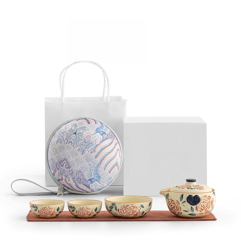 Flower Rose Kuaike Cup Travel Tea Set One Pot Three Cups Portable Outdoor Kung Fu Tea Cup Set Chinese Style
Flower Rose Kuaike Cup Travel Tea Set One Pot Three Cups Portable Outdoor Kung Fu Tea Cup Set Chinese Style