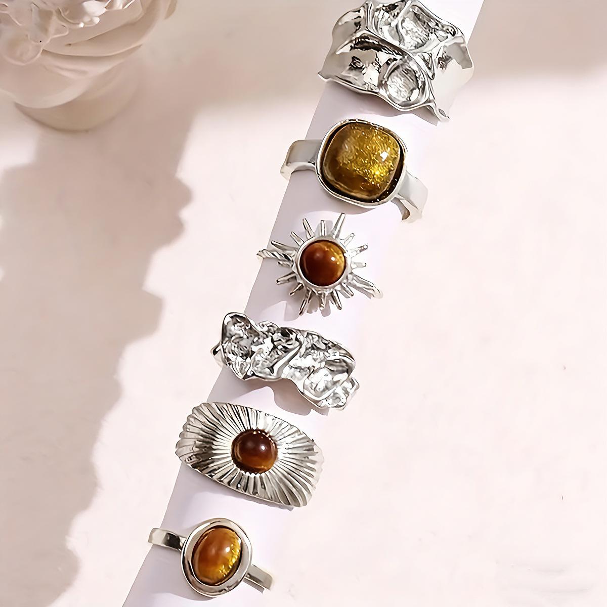Hot-selling retro irregular opening women s ring set stacked temperament ring
Hot-selling retro irregular opening women s ring set stacked temperament ring