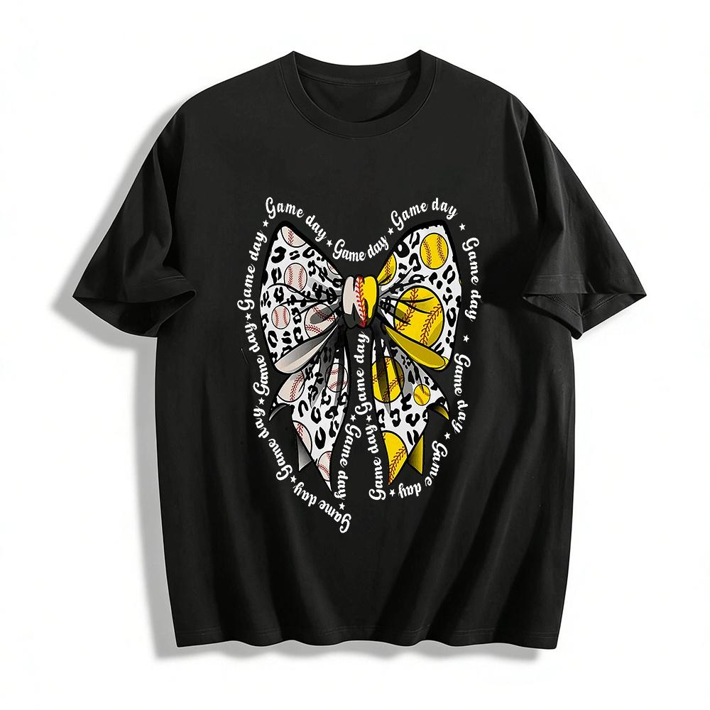Game Day Leopard Print Baseball Softball Bow Graphic Tee Pure cotton T-shirt XXS
Game Day Leopard Print Baseball Softball Bow Graphic Tee Pure cotton T-shirt XXS