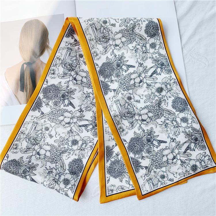 Spring And Autumn Versatile Orange Edge Simple Elegant Flower Mulberry Silk Small Long Silk Scarf Foreign Style Tie Bag Ribbon Headband 150cm
Spring And Autumn Versatile Orange Edge Simple Elegant Flower Mulberry Silk Small Long Silk Scarf Foreign Style Tie Bag Ribbon Headband 150cm