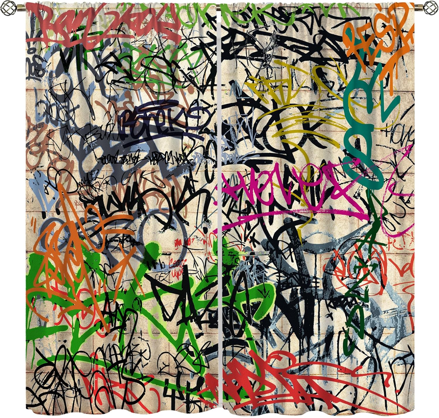 Modern Graffiti Curtains Boys Room Rap Abstract Art Street Wall Symbol Lines Window Drapes Print Kids Girls Curtain Made Of Polyester W100*H130(CM)-Rod Pocket&2PCS
Modern Graffiti Curtains Boys Room Rap Abstract Art Street Wall Symbol Lines Window Drapes Print Kids Girls Curtain Made Of Polyester W100*H130(CM)-Rod Pocket&2PCS