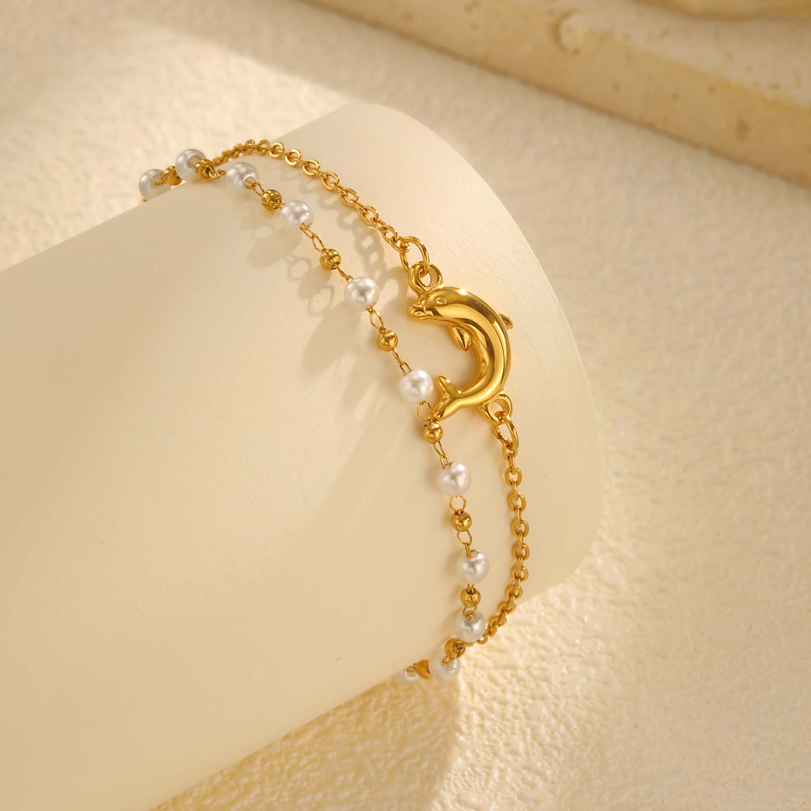 Exquisite Dolphin Imitation Pearl Bead Chain Bracelet for Women,Stainless Steel Double Layered Bracelets,Charm Jewelry Gifts
Exquisite Dolphin Imitation Pearl Bead Chain Bracelet for Women,Stainless Steel Double Layered Bracelets,Charm Jewelry Gifts