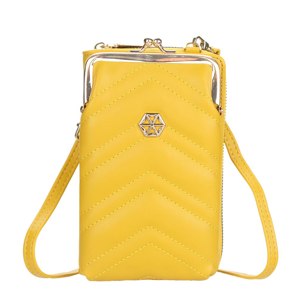 Женская мини-сумка для мобильного телефона, простой модный кошелек для монет на одно плечо, сумка на молнии, сумка из искусственной кожи жёлтый