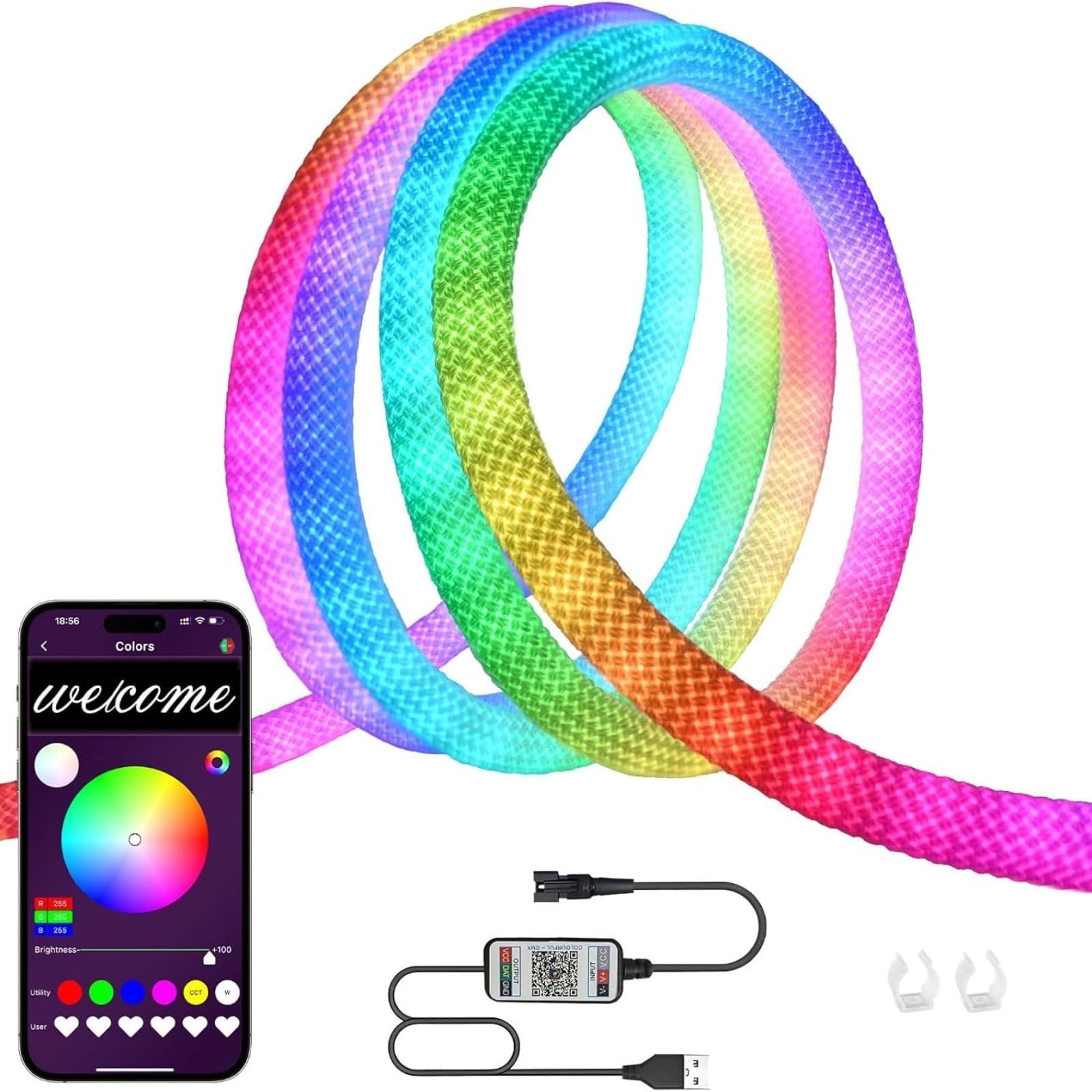 5V USB LED Neon IP67 WS2812B RGB High Color High Ideal for PC and Gaming Mood Use Strip, 1m, Waterproof, IC, 360-degree Addressable, Dimmable,
5V USB LED Neon IP67 WS2812B RGB High Color High Ideal for PC and Gaming Mood Use Strip, 1m, Waterproof, IC, 360-degree Addressable, Dimmable,