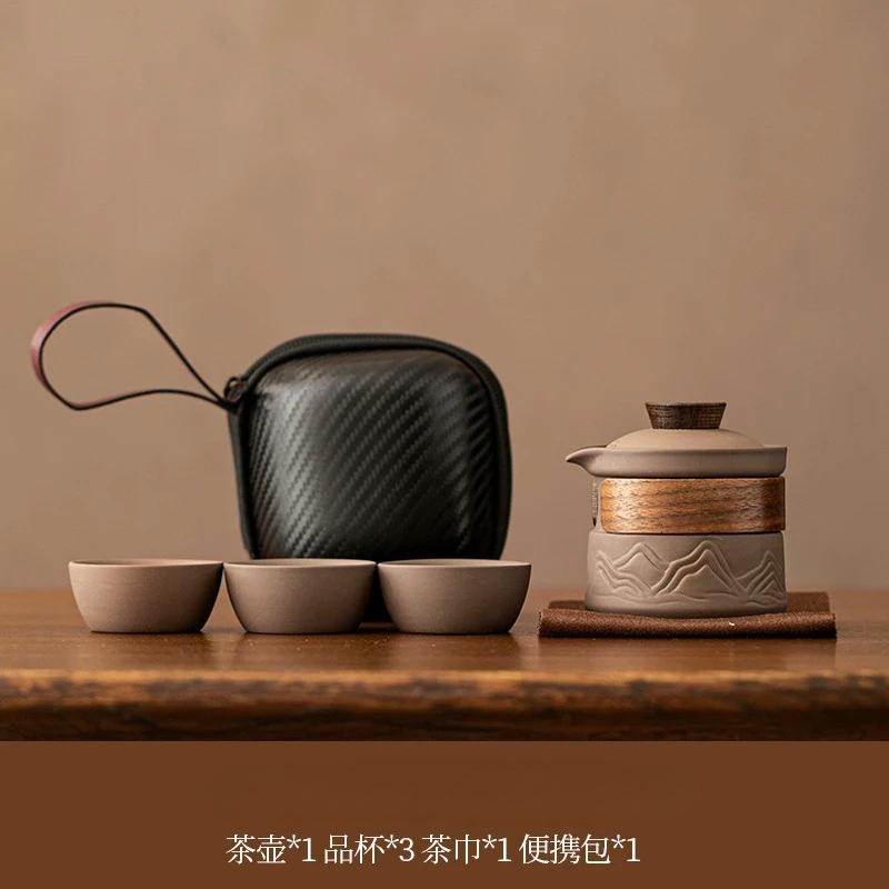 Ceramic one pot three cups purple clay portable quick cup outdoor equipment travel tea set
Ceramic one pot three cups purple clay portable quick cup outdoor equipment travel tea set