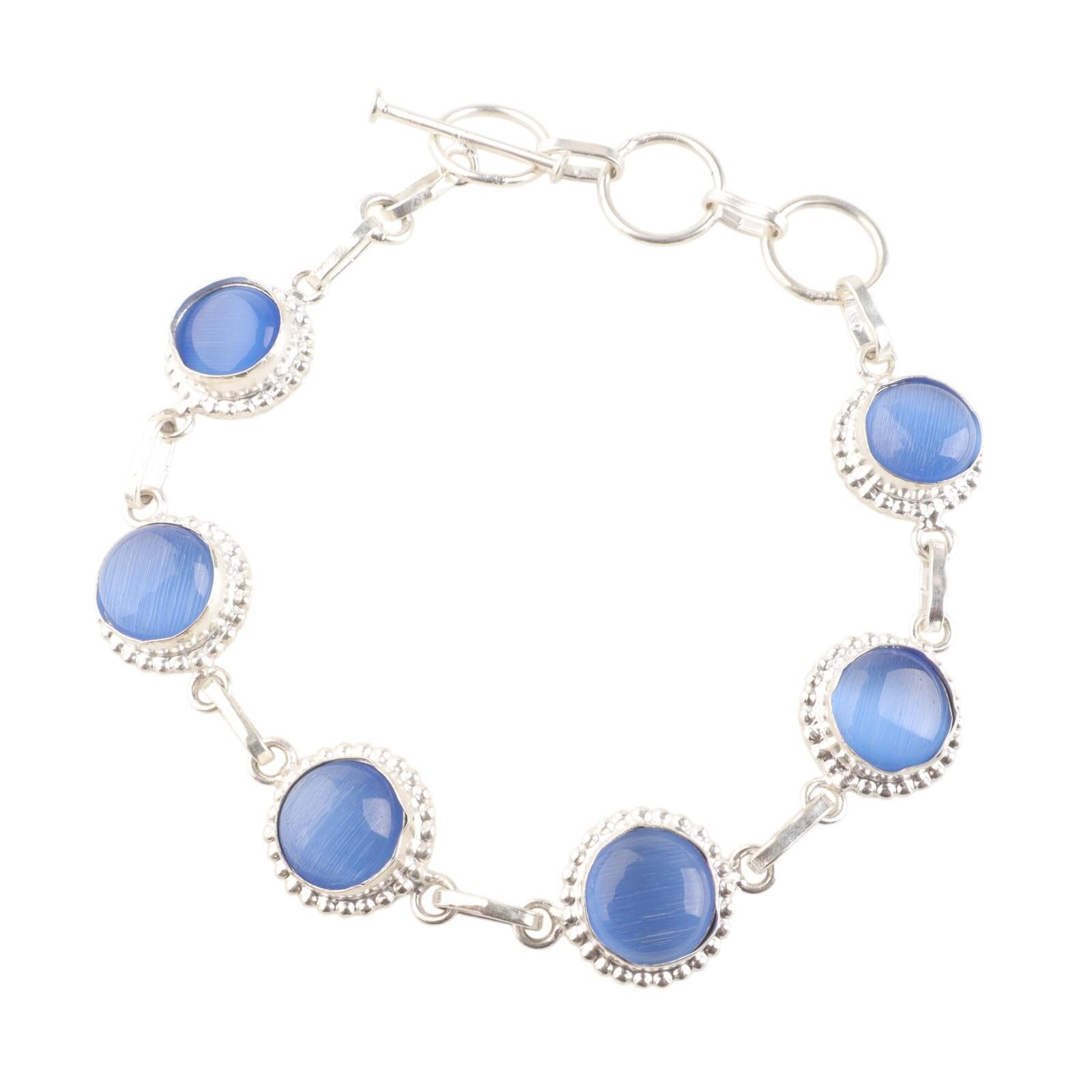 Natural Dark Blue Cat s Eye Gemstone 925 Sterling Silver Handmade Women Bracelet RB-9-32
Natural Dark Blue Cat s Eye Gemstone 925 Sterling Silver Handmade Women Bracelet RB-9-32