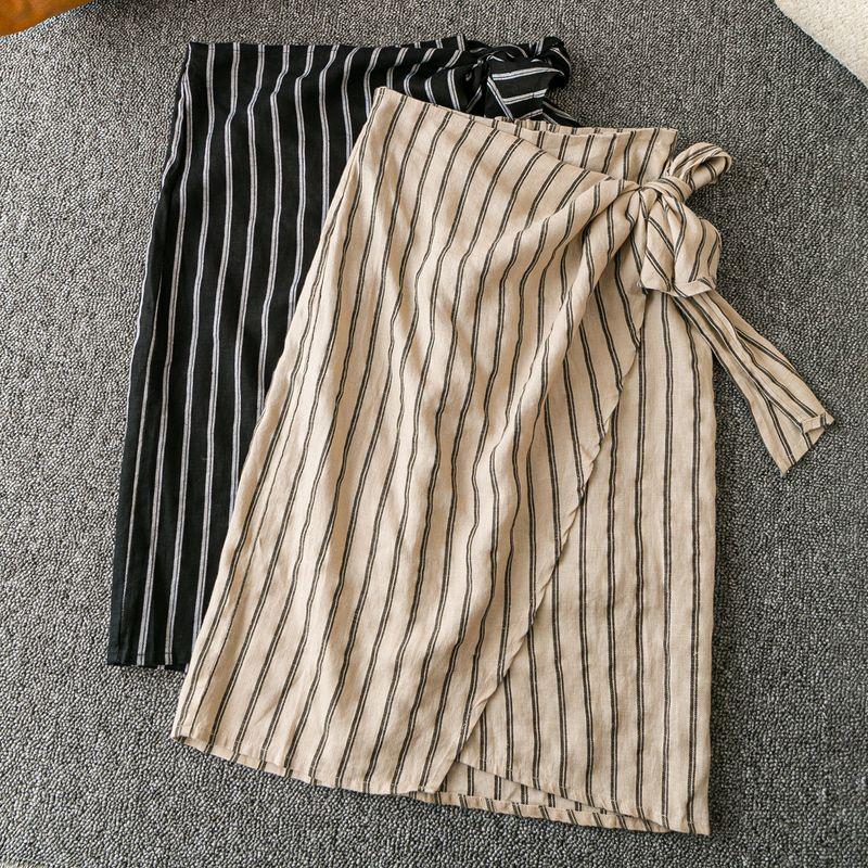 Весна и Осень Внешняя Торговля Корейский Стиль Новый Элегантный Высокий Нежный Все-Сочетаемый Модный Классический Полосатый White Stripes on black background S