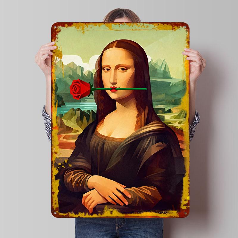 Mona Lisa With Rose Tin Plaque Poster Customized Wall Art Retro Vintage Metal Signs for Man Cave Office Decoration Room Decor 20x30cm(7.8x11.8inch)
Mona Lisa With Rose Tin Plaque Poster Customized Wall Art Retro Vintage Metal Signs for Man Cave Office Decoration Room Decor 20x30cm(7.8x11.8inch)