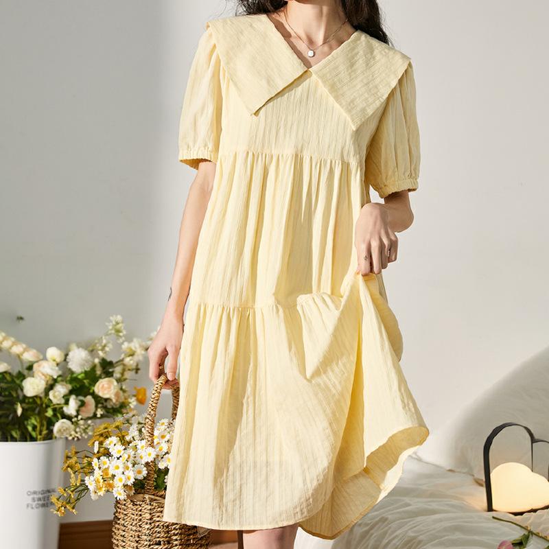 Dress Women s Summer Navy Collar Loose Coffee Break French Temperament Short Sleeve Medium and Long Skirt Summer A-shaped Skirt M светло-желтого
Dress Women s Summer Navy Collar Loose Coffee Break French Temperament Short Sleeve Medium and Long Skirt Summer A-shaped Skirt M светло-желтого