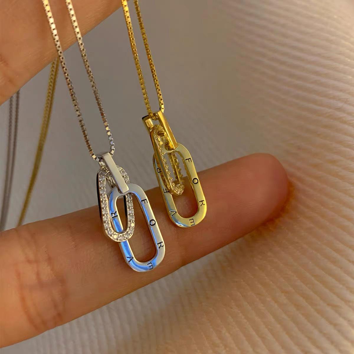 S925 Sterling Silver Interlocking Letter Pendant Necklace - 2021 Women s Niche Design 
S925 Sterling Silver Interlocking Letter Pendant Necklace - 2021 Women s Niche Design