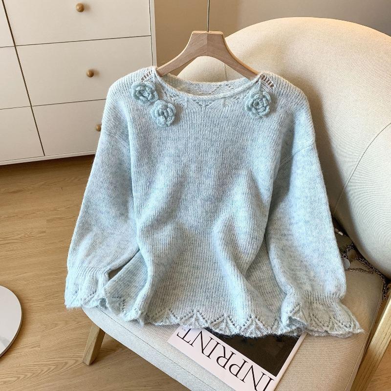 Трехмерный вязаный свитер с цветами женская осенняя одежда новый топ с рукавами-колокольчиками average size светло-синий
Трехмерный вязаный свитер с цветами женская осенняя одежда новый топ с рукавами-колокольчиками average size светло-синий