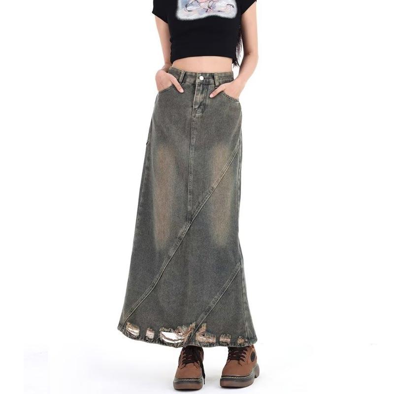 Женская джинсовая юбка миди, облегающая, с высокой талией, в стиле ретро, рваная, А-силуэта, одежда Y2K, повседневная, универсальная, весна-лето XL
Женская джинсовая юбка миди, облегающая, с высокой талией, в стиле ретро, рваная, А-силуэта, одежда Y2K, повседневная, универсальная, весна-лето XL