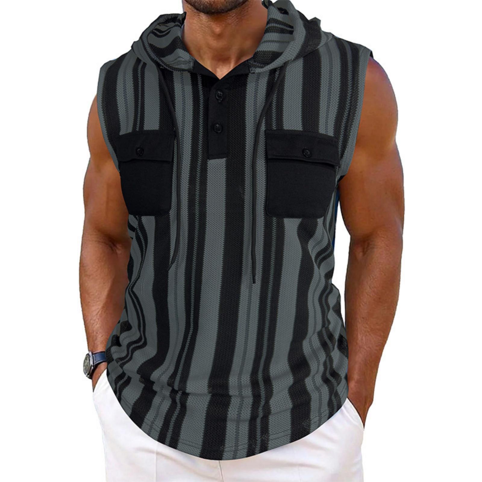Men Sleeveless Hoodie Vest Knitted Striped Double Pocket Outdoor Sports Fitness Casual Top Lightweight Breathable Fabric XXXL чёрный
Men Sleeveless Hoodie Vest Knitted Striped Double Pocket Outdoor Sports Fitness Casual Top Lightweight Breathable Fabric XXXL чёрный