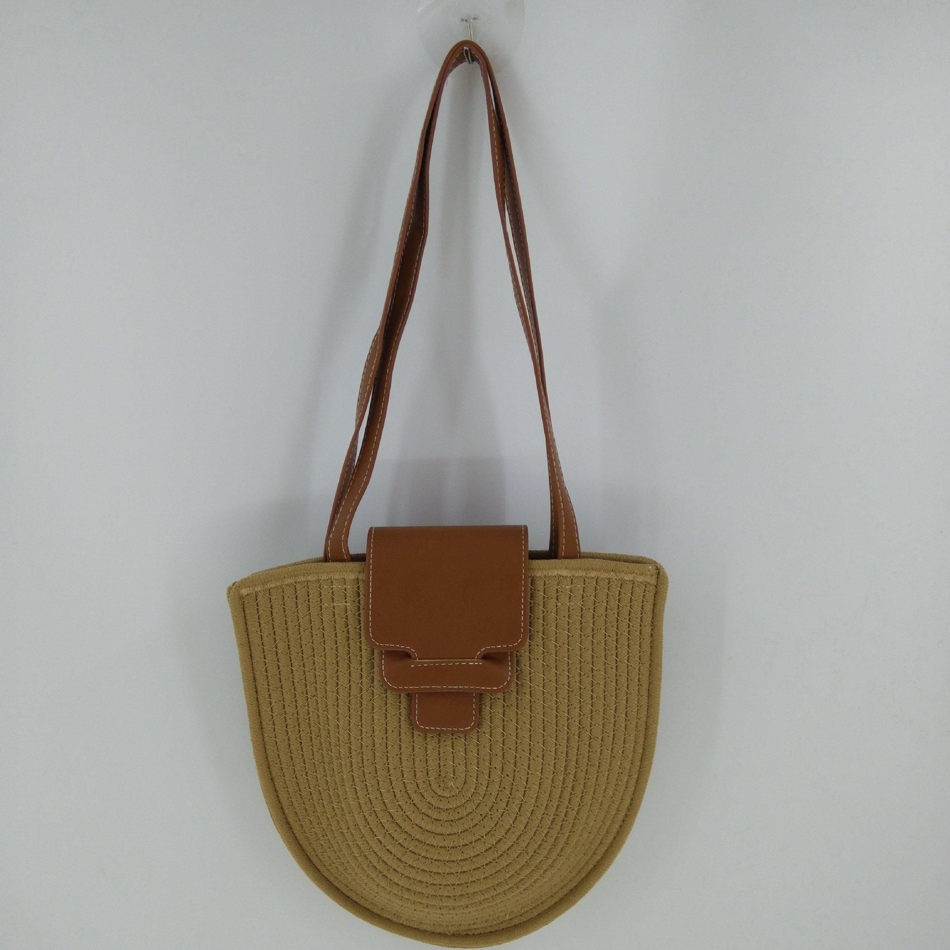 Женская сумка через плечо во французском стиле, плетеная вручную полукруглая ручная сумка, плетеная соломенная сумка, модная сумка для отдыха через плечо