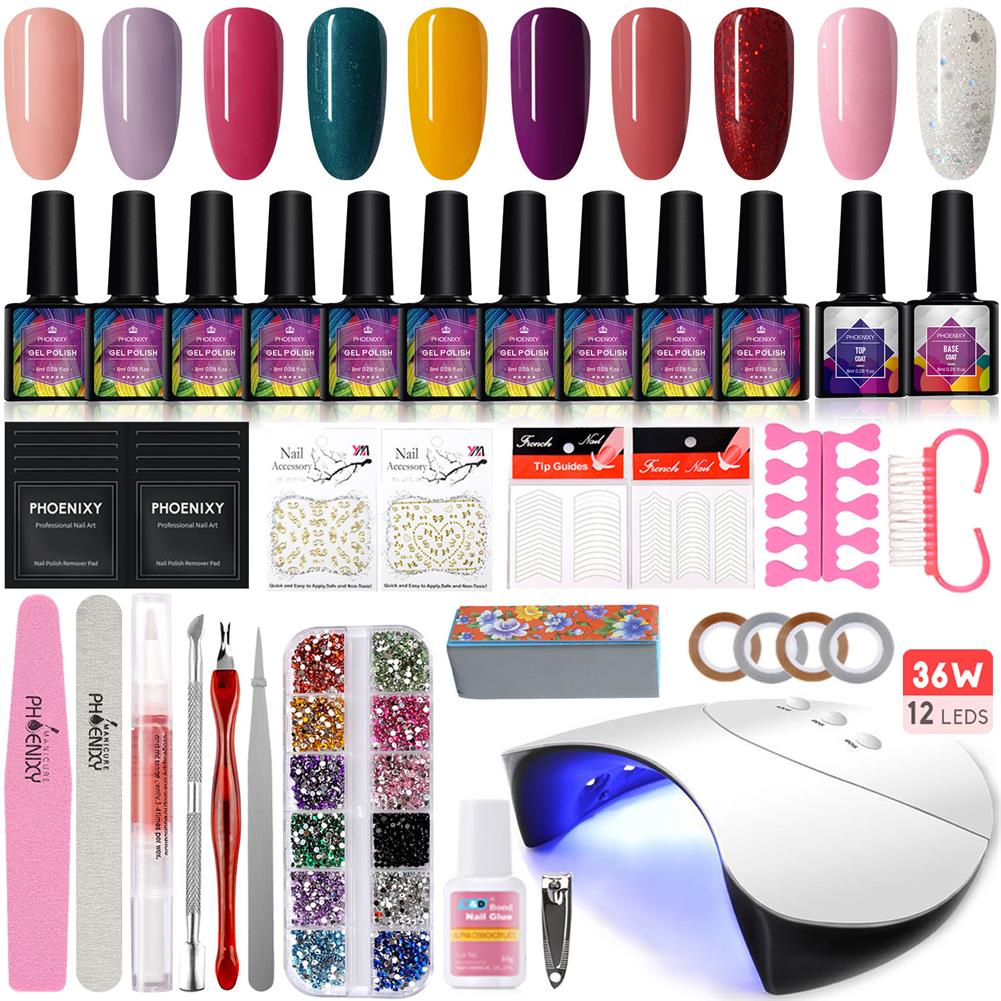 PHOENIXT Nail Gel Art Маникюр Набор блеск Гель Лак для ногтей Набор для замачивания ногтей Гель-лак с 36W UV Светодиодная лампа для ногтей УФ Гель Набор инструментов для ногтей
PHOENIXT Nail Gel Art Маникюр Набор блеск Гель Лак для ногтей Набор для замачивания ногтей Гель-лак с 36W UV Светодиодная лампа для ногтей УФ Гель Набор инструментов для ногтей