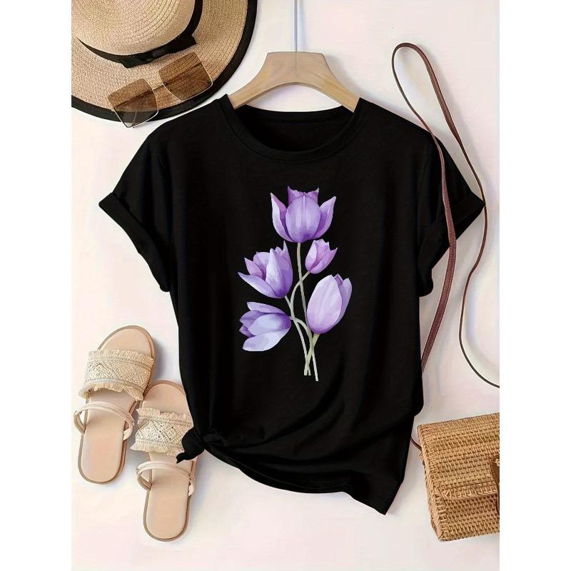 European Size Plus Size, Floral Print European and American Style Casual Plus Size Women s Round Neck Short Sleeve T-Shirt Pullover 4XL чорний
European Size Plus Size, Floral Print European and American Style Casual Plus Size Women s Round Neck Short Sleeve T-Shirt Pullover 4XL чорний