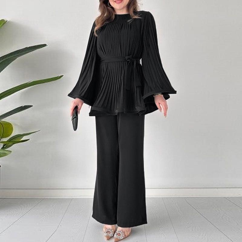 ZANZEA Женская плиссированная блузка с длинным рукавом и брюки повседневный комплект из двух частей L чёрный
ZANZEA Женская плиссированная блузка с длинным рукавом и брюки повседневный комплект из двух частей L чёрный