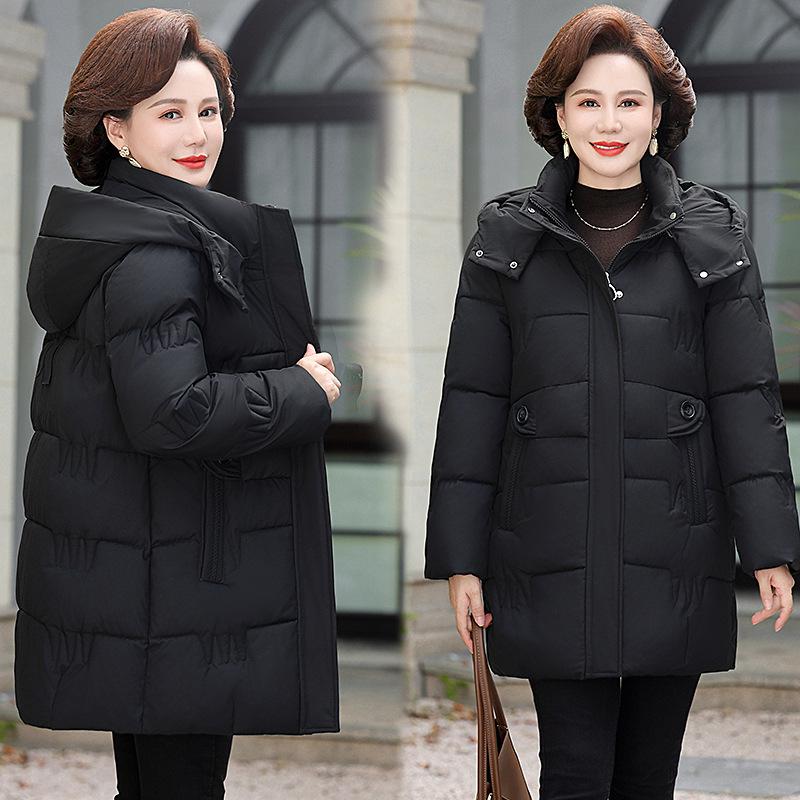 Mom s Hooded Mid-Length Down Jacket for Middle-Aged Women - Autumn/Winter Cotton Outerwear XL (Recommended 90-105 lbs) чорний
Mom s Hooded Mid-Length Down Jacket for Middle-Aged Women - Autumn/Winter Cotton Outerwear XL (Recommended 90-105 lbs) чорний