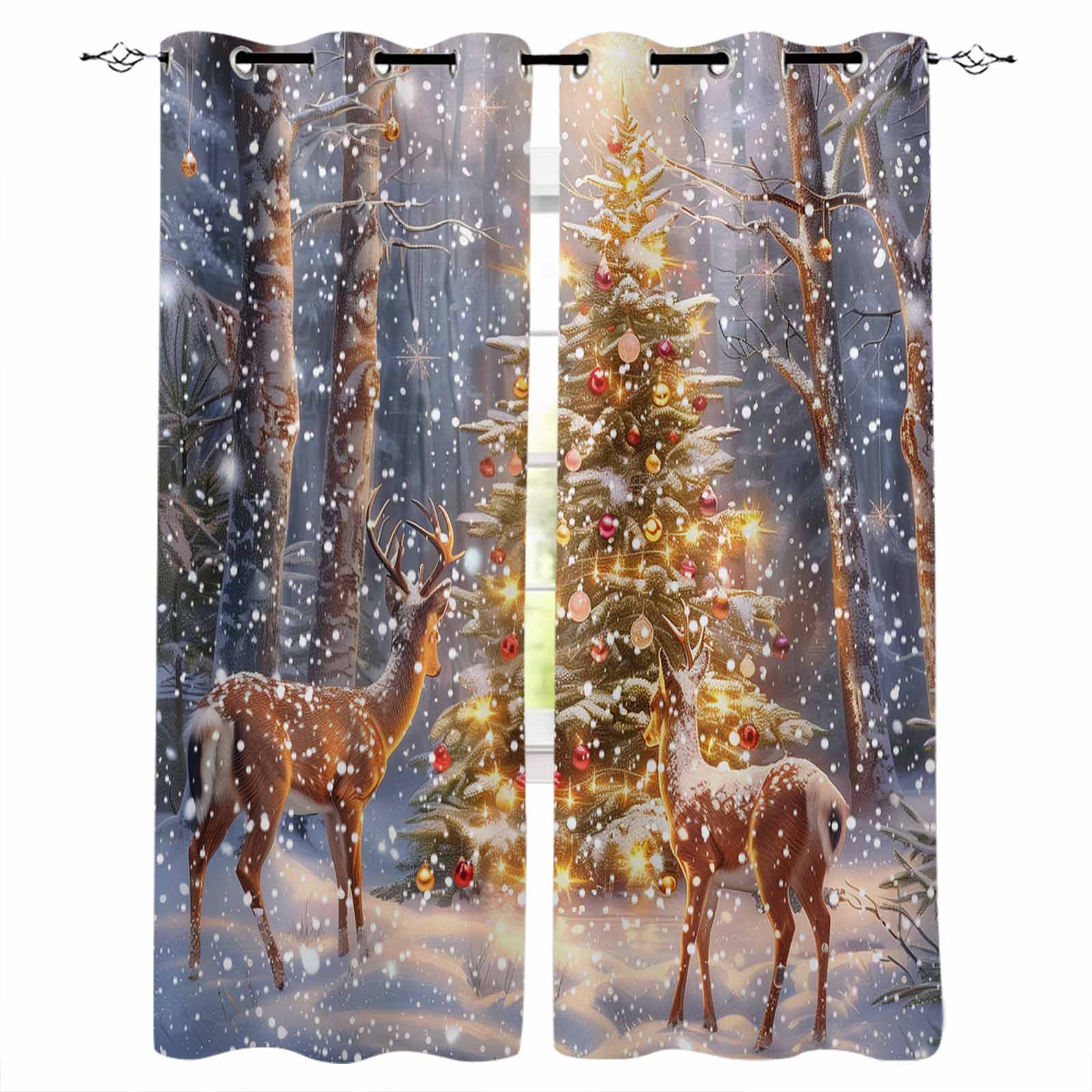 Christmas Winter Snow Scenery Snowflakes Trees Deer Blackout Curtains For Living Room Bedroom Window Treatment Blinds Drapes W135 x H60cm
Christmas Winter Snow Scenery Snowflakes Trees Deer Blackout Curtains For Living Room Bedroom Window Treatment Blinds Drapes W135 x H60cm