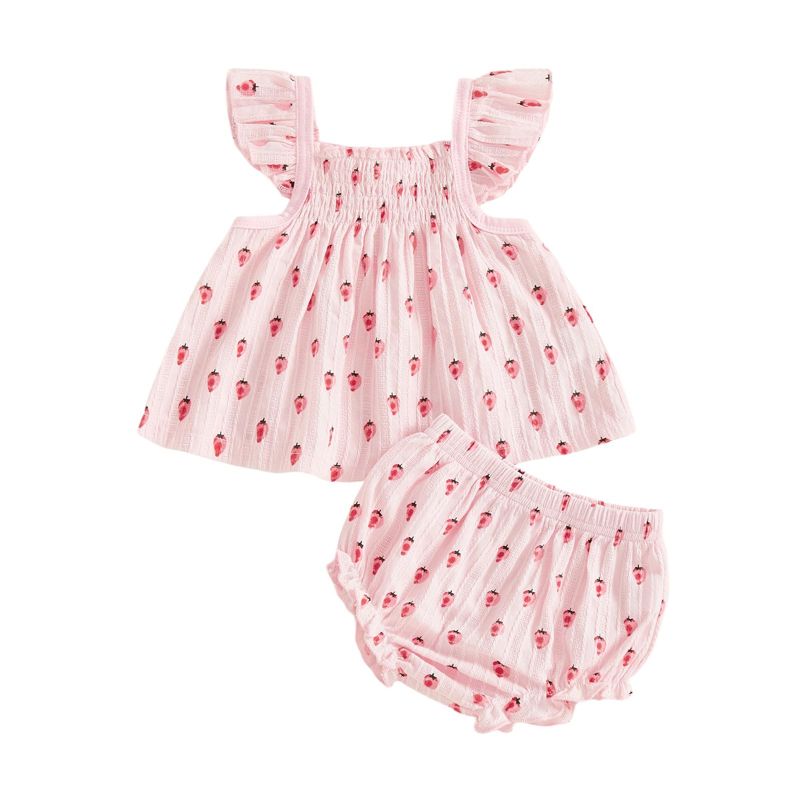 Baby Girls Summer Clothes Set Sleeveless Square Collar Strawberry Print Tops Shorts 2 Piece Set 18-24M рожевий
Baby Girls Summer Clothes Set Sleeveless Square Collar Strawberry Print Tops Shorts 2 Piece Set 18-24M рожевий