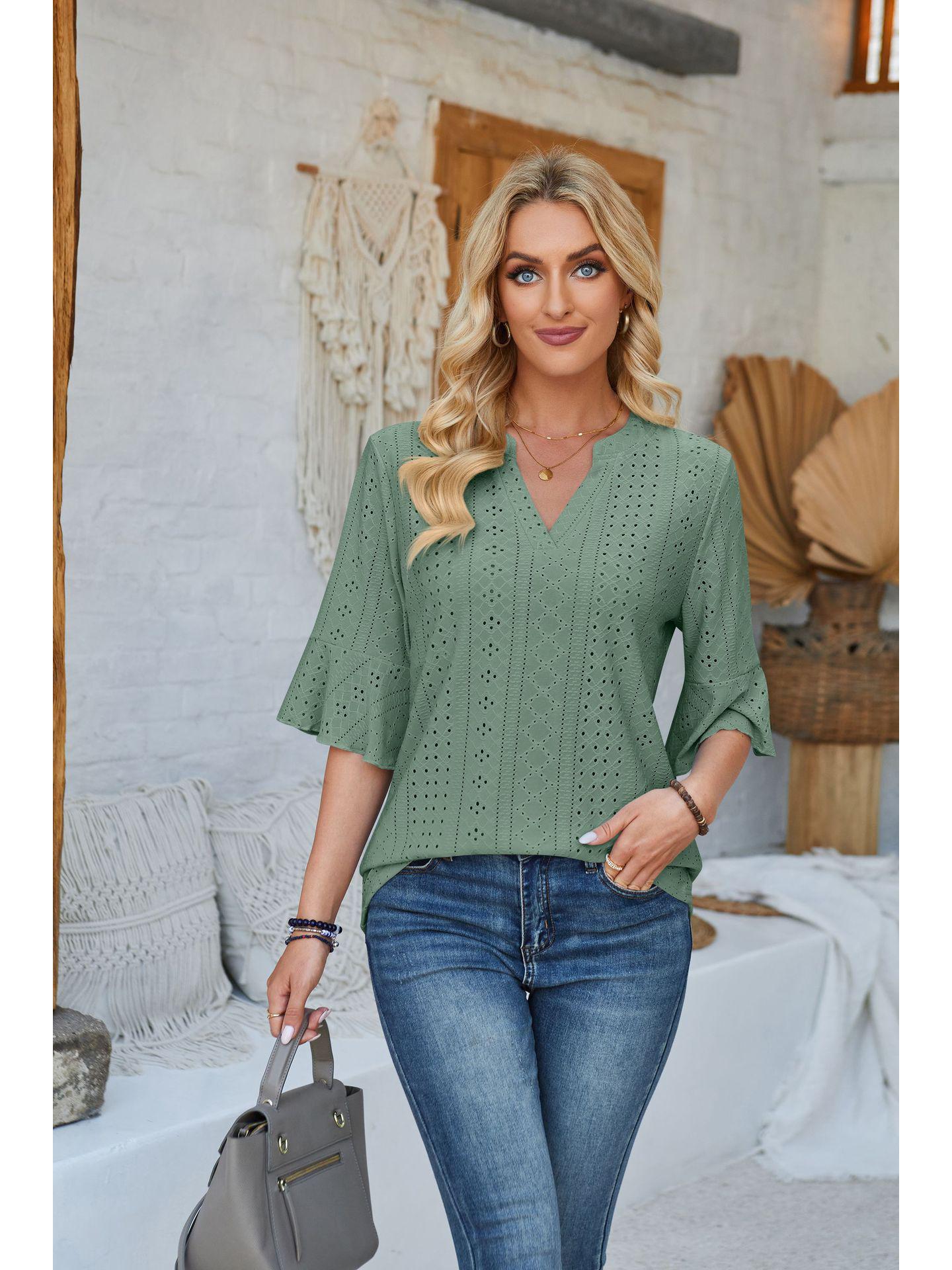 Women s Spring/Summer Solid Color Loose Five-Sleeve Casual T-shirt Top L зелений
Women s Spring/Summer Solid Color Loose Five-Sleeve Casual T-shirt Top L зелений